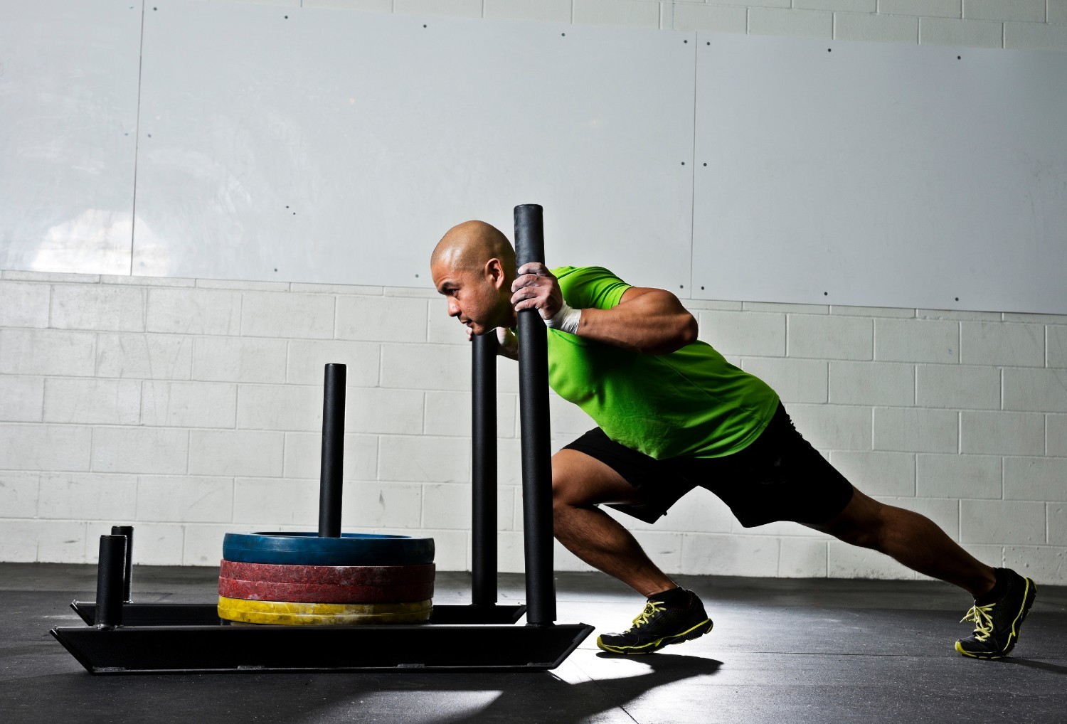 Sled push sport-specific strength and conditioning training on the Upper West Side